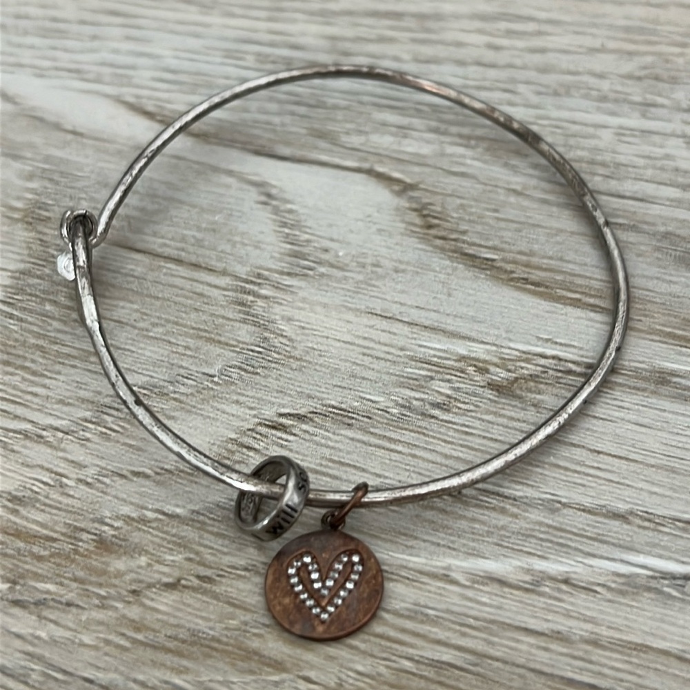 ORIGAMI OWL Silver Bangle Bracelet w/2 Sterling 925 Charms